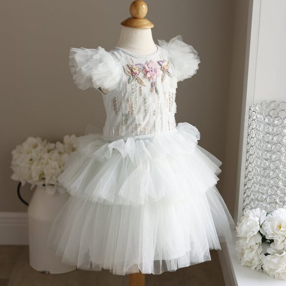 Tutu Du Monde Dress Mist Green Tulle Chroma Flower Girl Party Portrait NWT - Picture 2 of 6